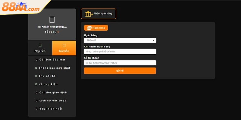 Rút tiền 88aa - Hướng dẫn chi tiết quy trình siêu nhanh 3 Thực hiện thao tác rút tiền 88aa đơn giản, nhanh gọn chỉ trong vài bước